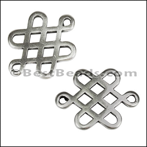 2mm round CHINESE KNOT slider ANTIQUE SILVER - 10 pcs
