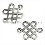 2mm round CHINESE KNOT slider ANTIQUE SILVER - 10 pcs