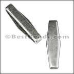 30mm flat ELONGATED HEXAGON slider ANTIQUE SILVER - 9 pcs