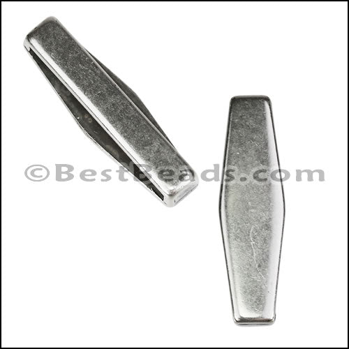 30mm flat ELONGATED HEXAGON slider ANTIQUE SILVER - 9 pcs