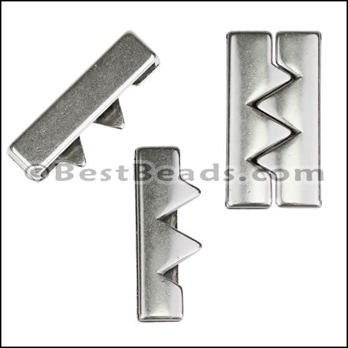 30mm flat JOINING ZIGZAGS slider ANTIQUE SILVER - 10 pcs