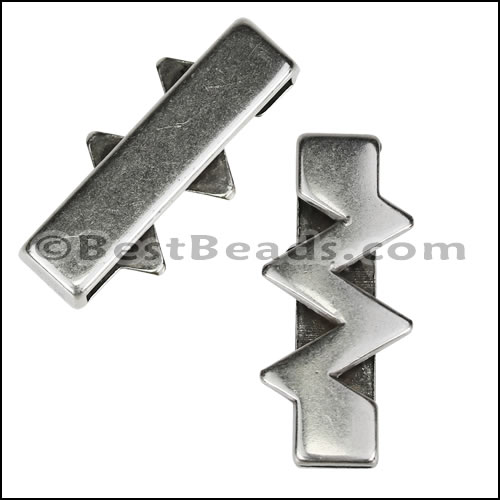 30mm flat THIN JOINING ZIGZAGS slider ANTIQUE SILVER - 10 pcs