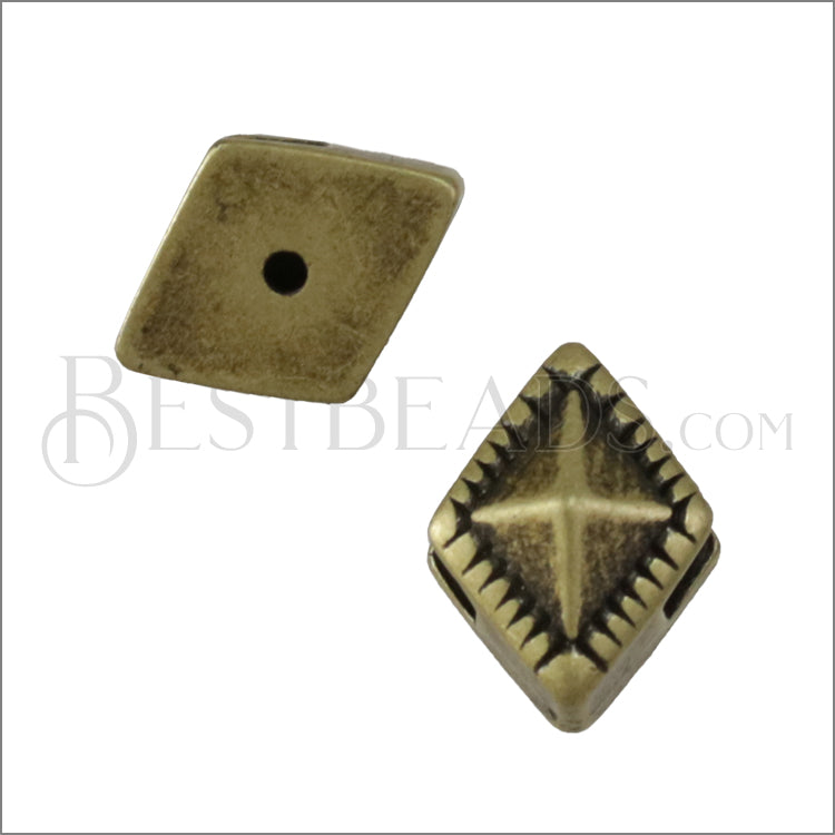 5mm flat STUDDED DIAMOND slider ANT BRASS - 10 pcs
