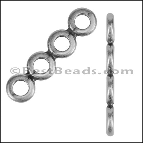 4.5mm round THIN FOUR HOLE slider ANT SILVER - 10 pcs