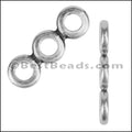 4.5mm round THIN THREE HOLE slider ANT SILVER - 10 pcs