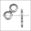 4.5mm round THIN TWO HOLE slider ANT SILVER - 8 pcs