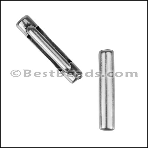 10mm flat CYLINDER BAR slider ANT SILVER - 10 pcs