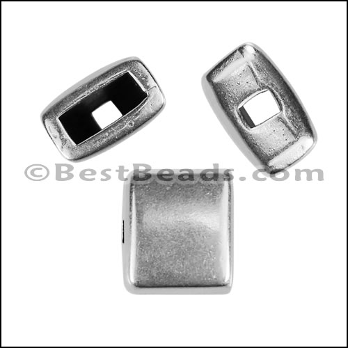 5mm flat SINGLE HOLE BRIDGE BEAD slider ANT SILVER - 10 pcs