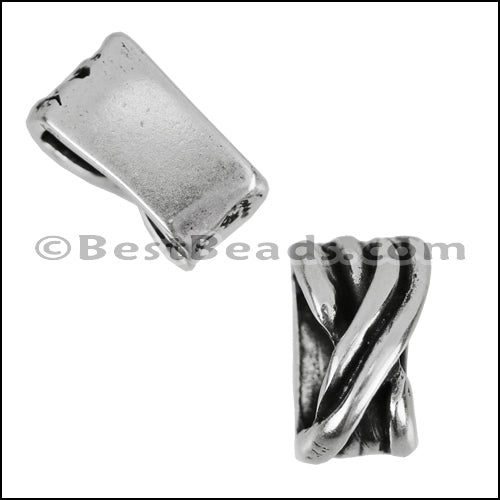10mm flat CROSS KNOT slider ANTIQUE SILVER - 10 pcs