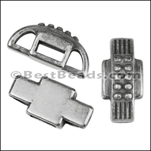 6mm flat ANCIENT DESIGN slider ANTIQUE SILVER - 10 pcs