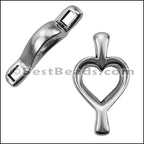 3mm flat OPEN HEART slider ANTIQUE SILVER - 10 pcs