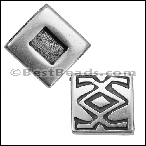 13mm flat MAYAN STYLE 1 slider ANTIQUE SILVER - 10 pcs