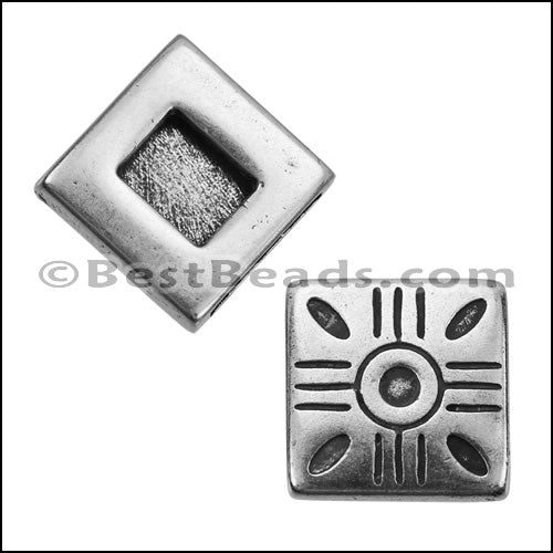 13mm flat MAYAN STYLE 4 slider ANTIQUE SILVER - 10 pcs