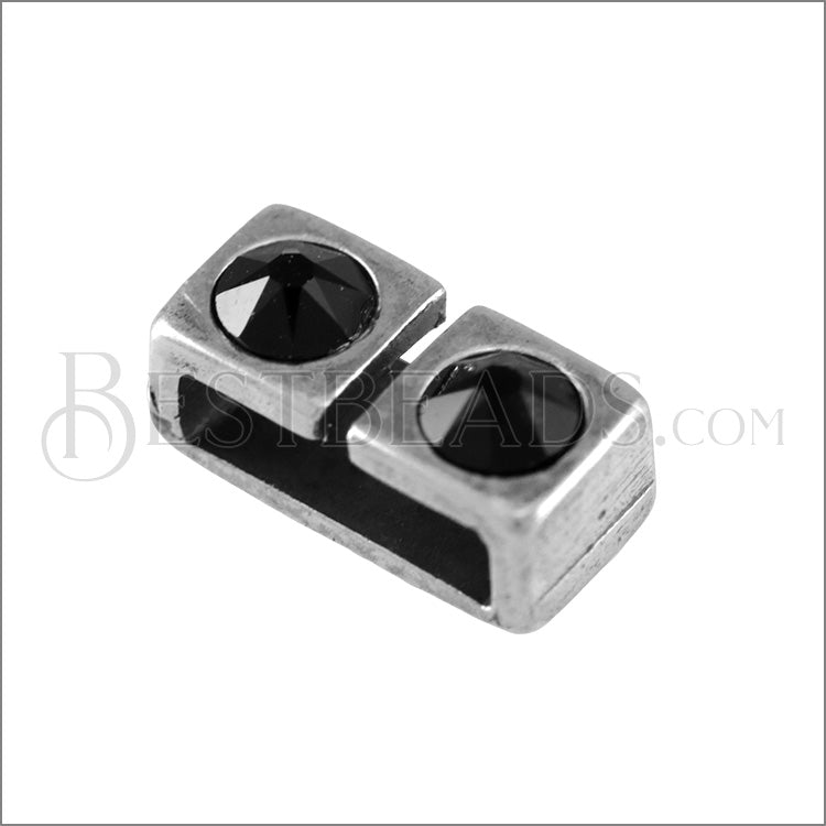 10mm flat DOUBLE SETTING spacer ANT SILVER - 10 pcs