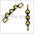 3mm flat TRIPLE WIDE DOT slider ANTIQUE BRASS - 10 pcs