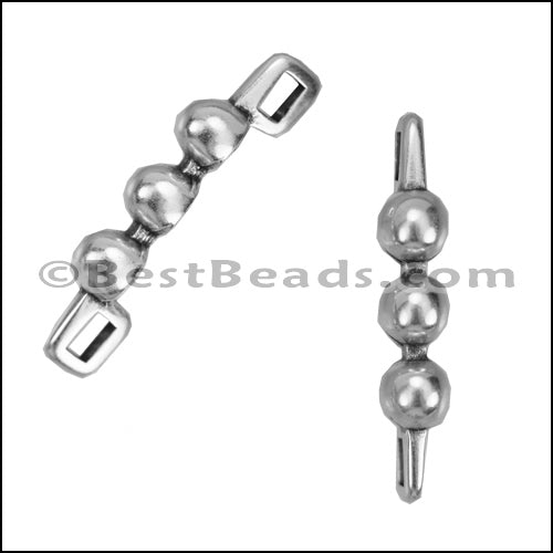 3mm flat TRIPLE WIDE DOT slider ANTIQUE SILVER - 10 pcs