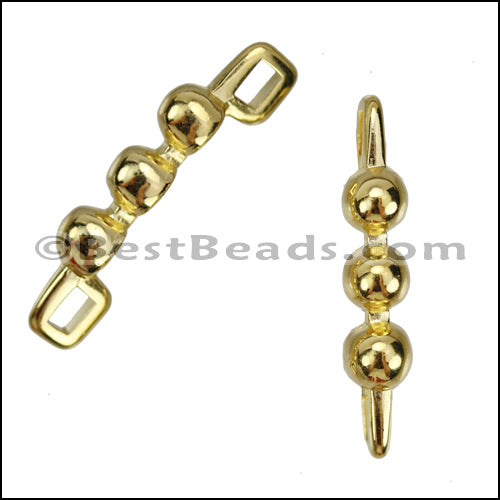 3mm flat TRIPLE WIDE DOT slider GOLD - 10 pcs