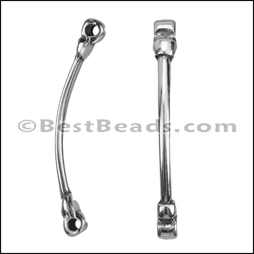 3mm round 2 STRAND LONG BAR slider ANTIQUE SILVER - 10 pcs