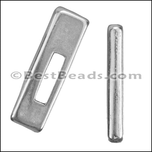 10mm flat LONG CHUNKY BAR slider ANTIQUE SILVER - 10 pcs