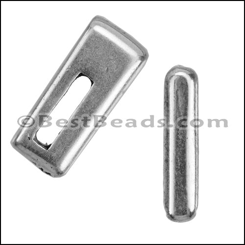 10mm flat SHORT CHUNKY BAR slider ANTIQUE SILVER - 10 pcs