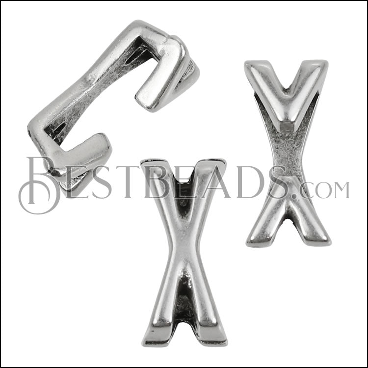 10mm flat DOUBLE V slider ANTIQUE SILVER - 10 pcs