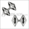 10mm flat DOUBLE DIAMOND slider ANTIQUE SILVER - 10 pcs