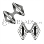 10mm flat DOUBLE DIAMOND slider ANTIQUE SILVER - 10 pcs