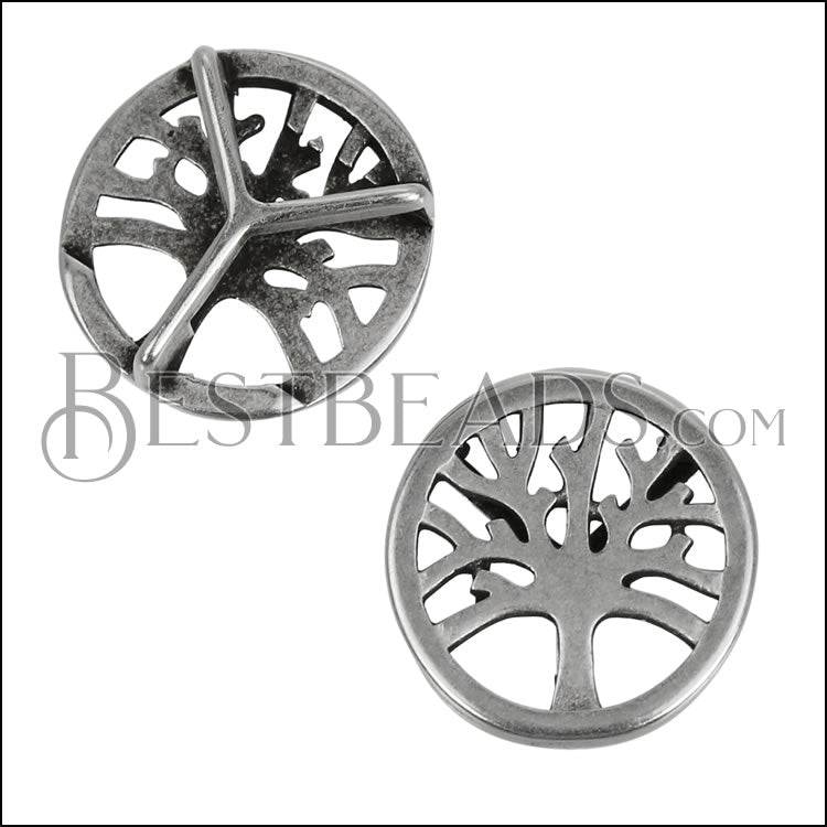 10mm flat WIREFORM TREE slider ANTIQUE SILVER - 10 pcs