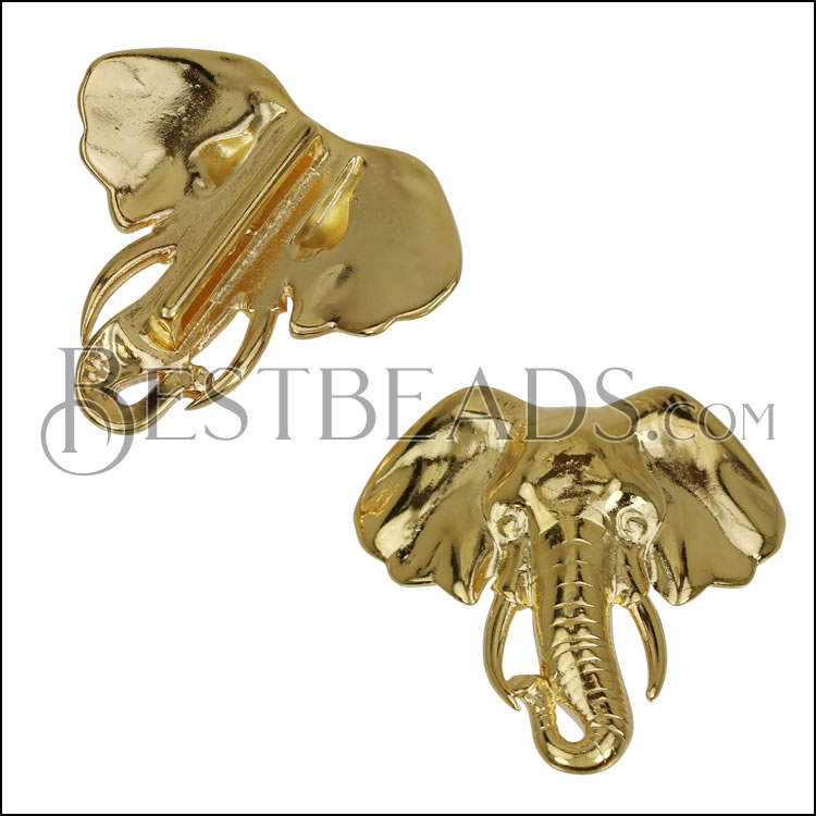 20mm flat ELEPHANT slider SHINY GOLD - 10 pcs