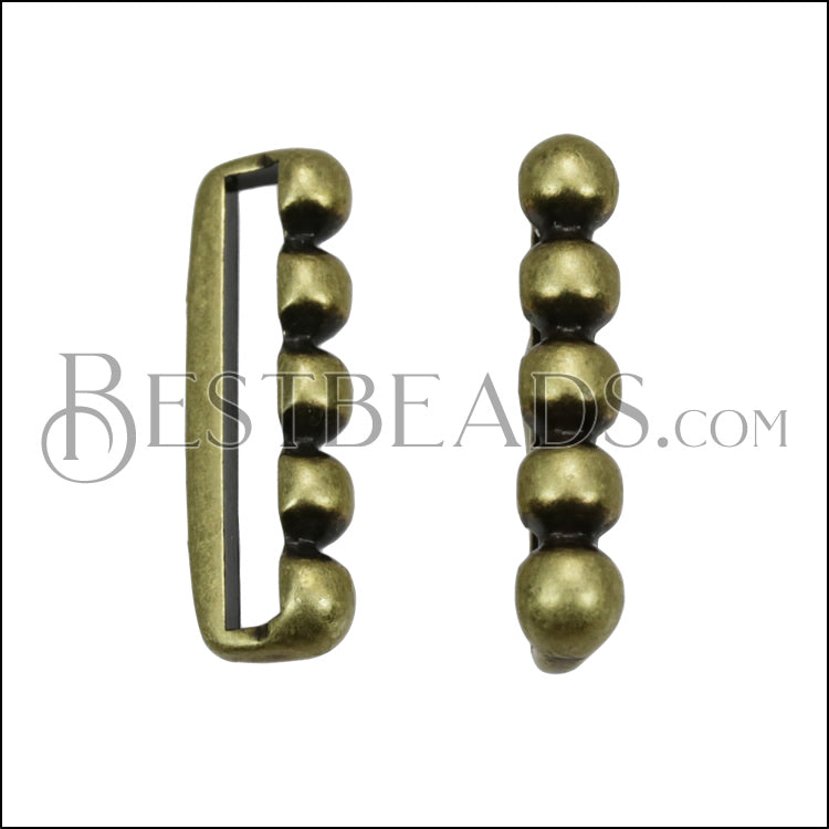 20mm Flat 5 Dot Bar Slider ANT BRASS - 10 pcs
