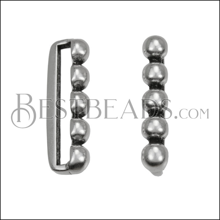 20mm Flat 5 Dot Bar Slider ANT SILVER - 10 pcs