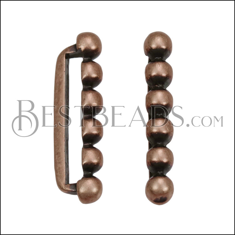 20mm Flat 6 Dot Bar Slider ANT COPPER - 10 pcs