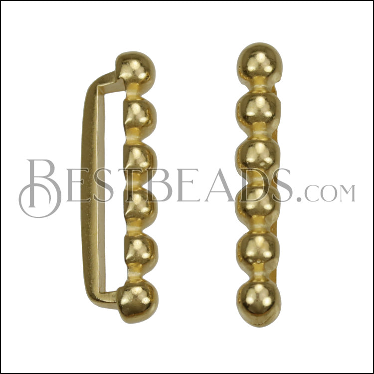 20mm Flat 6 Dot Bar Slider SHINY GOLD - 10 pcs