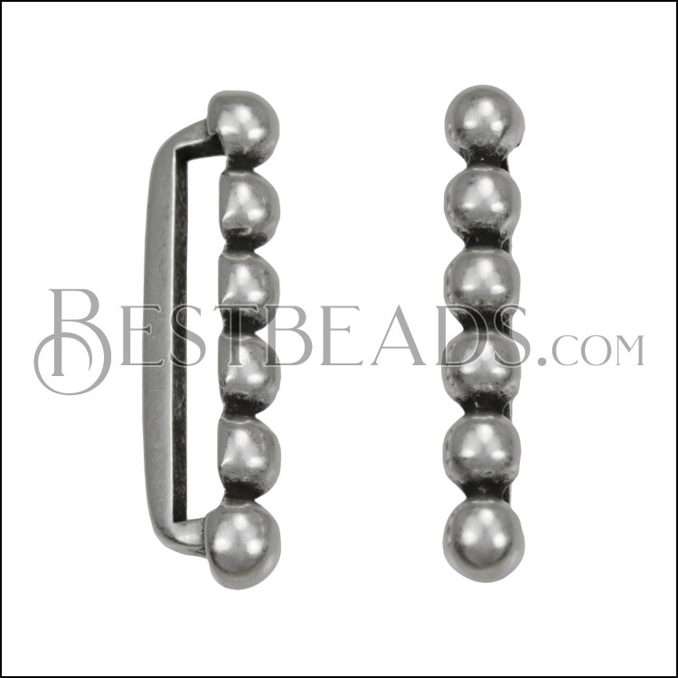 20mm Flat 6 Dot Bar Slider ANT SILVER - 10 pcs