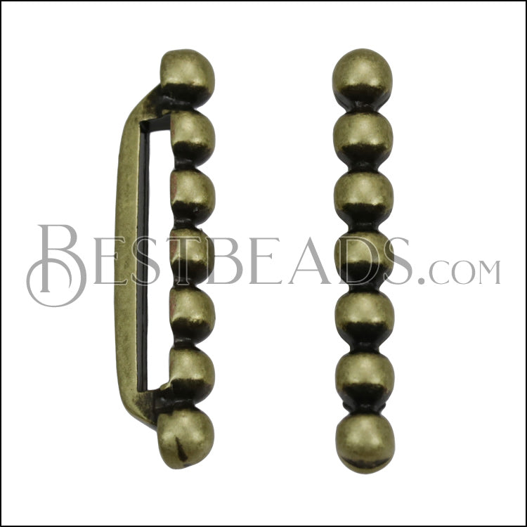 20mm Flat 7 Dot Bar Slider ANT BRASS - 10 pcs