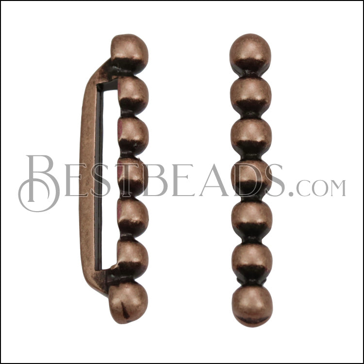 20mm Flat 7 Dot Bar Slider ANT COPPER - 10 pcs