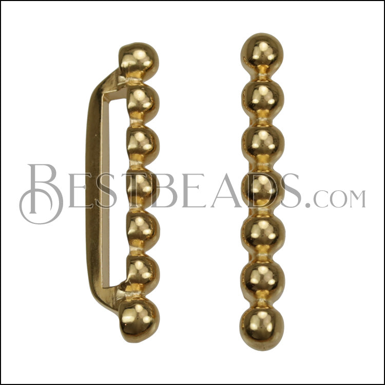 20mm Flat 7 Dot Bar Slider SHINY GOLD - 10 pcs