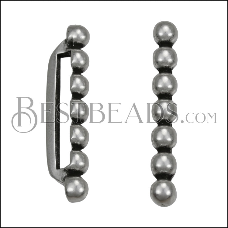 20mm Flat 7 Dot Bar Slider ANT SILVER - 10 pcs