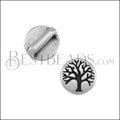 10mm flat AUTUMN TREE slider ANT SILVER - 10 pcs