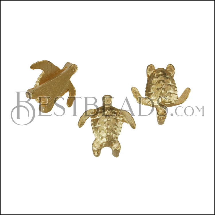 5mm flat SEA TURTLE slider SHINY GOLD - 10 pcs