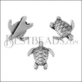 10mm flat SEA TURTLE slider ANT SILVER - 10 pcs