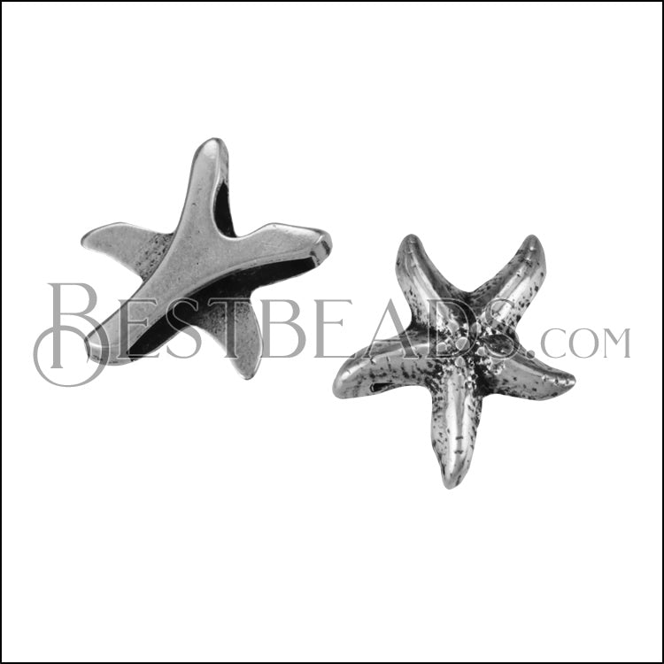 10mm flat SEA STAR slider ANT SILVER - 10 pcs