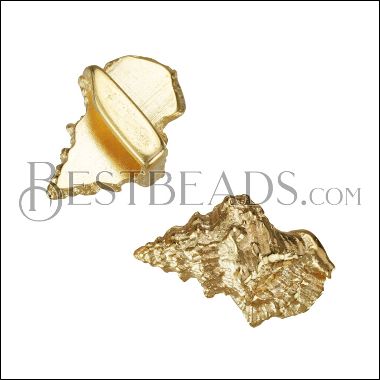 10mm flat MUREX SHELL slider SHINY GOLD - 10 pcs