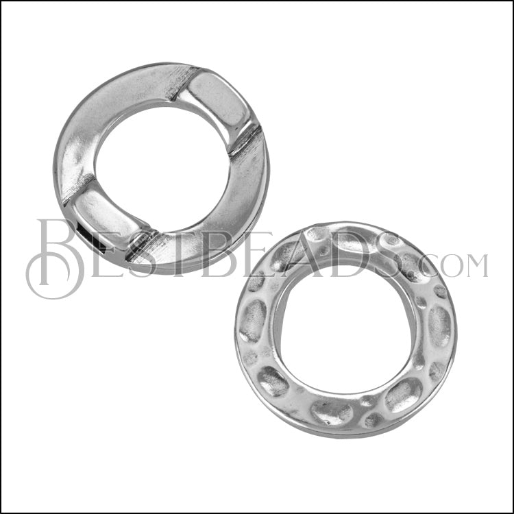 5mm Flat HAMMERED RING Centerpiece ANT SILVER - 5 pcs