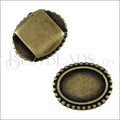 10mm Flat DOTTED CABOCHON slider ANT BRASS - 10 pcs