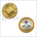 5mm flat ROUND DOTS CRYSTAL slider SHINY GOLD - 10 pcs