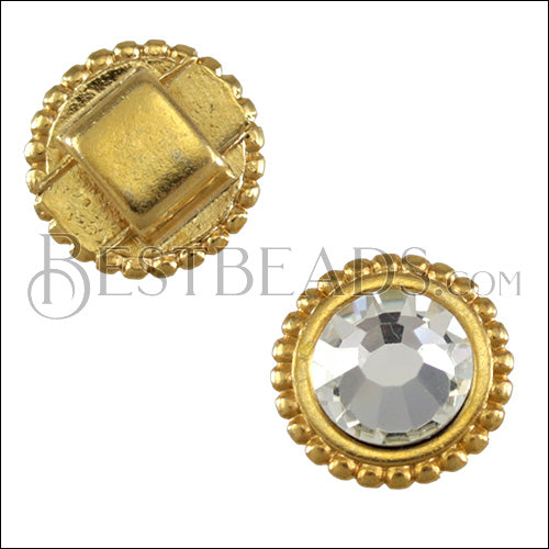 5mm flat ROUND DOTS CRYSTAL slider SHINY GOLD - 10 pcs