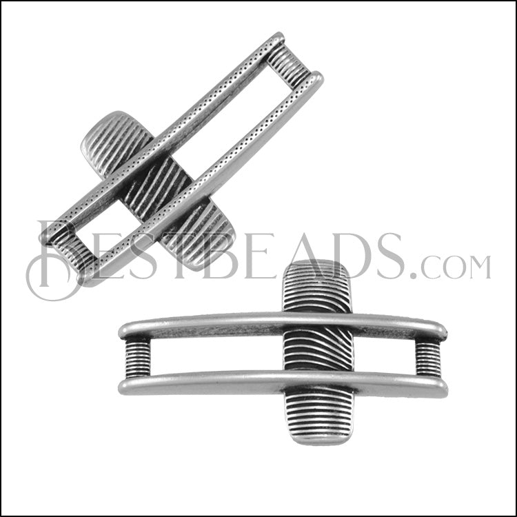 5mm flat CROSS FRAME slider ANT SILVER - 10 pcs