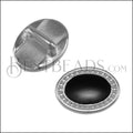 5mm flat OVAL DOTS slider ANT SILVER with BLACK - 10 pcs