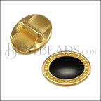5mm flat OVAL DOTS slider SHINY GOLD with BLACK - 10 pcs